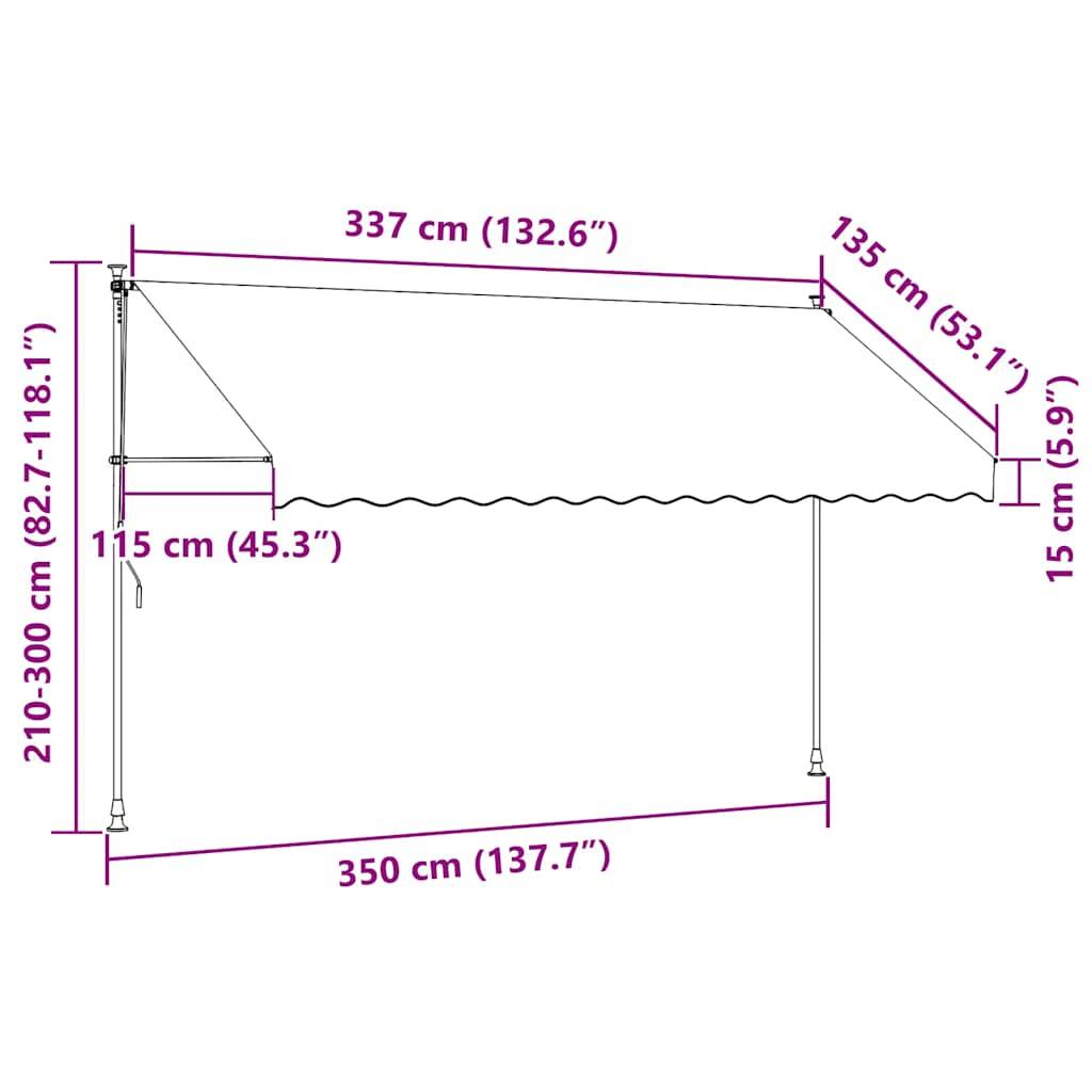 vidaXL Einziehbare Markise Handbetrieben 350 cm Orange und Braun
