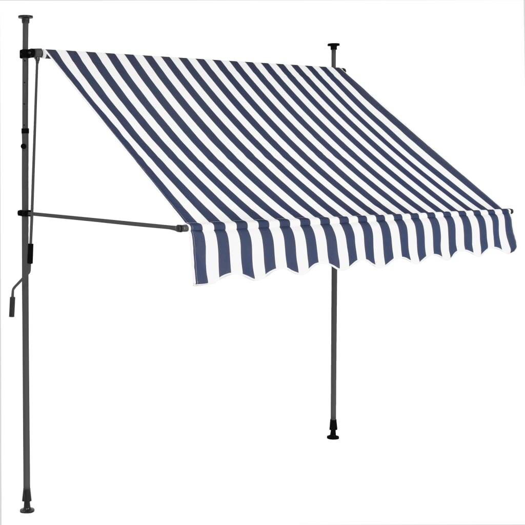 vidaXL Einziehbare Markise Handbetrieben mit LED 100 cm Blau und Weiß
