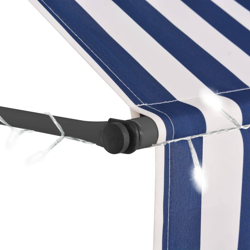 vidaXL Einziehbare Markise Handbetrieben mit LED 100 cm Blau und Weiß