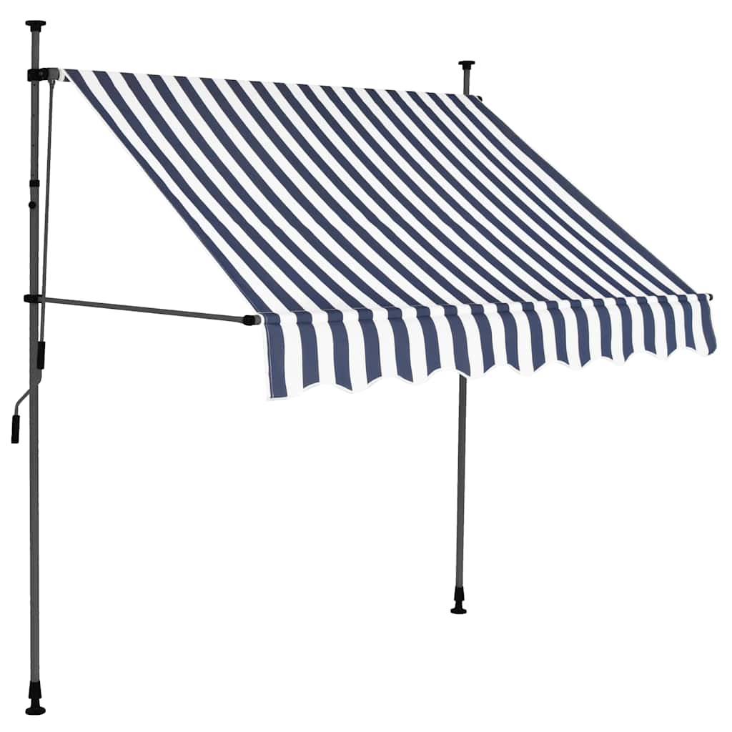 vidaXL Einziehbare Markise Handbetrieben mit LED 200 cm Blau und Weiß
