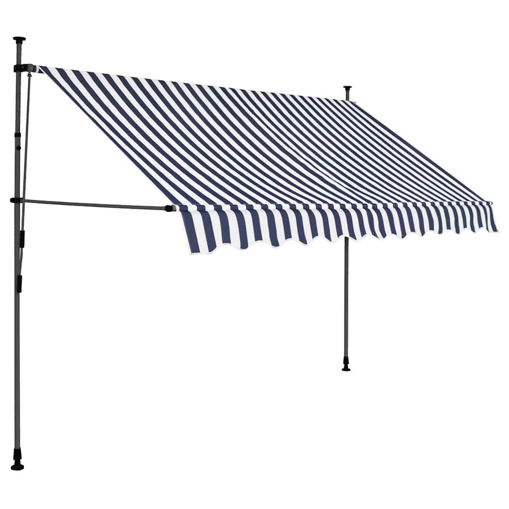 vidaXL Einziehbare Markise Handbetrieben mit LED 250 cm Blau und Weiß