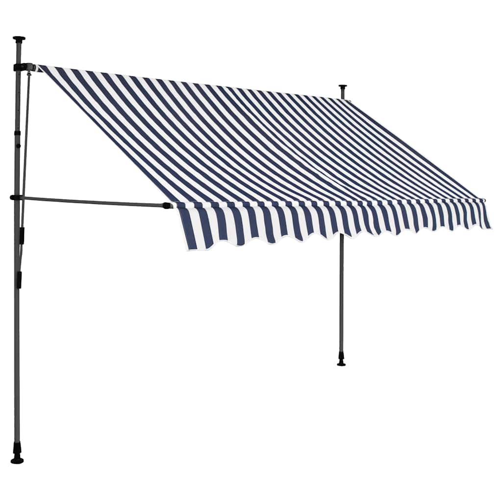 vidaXL Einziehbare Markise Handbetrieben mit LED 300 cm Blau und Weiß