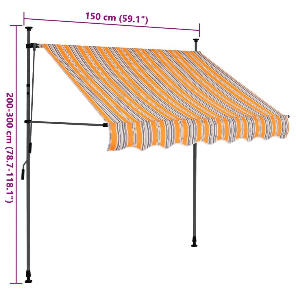 vidaXL Einziehbare Markise Handbetrieben mit LED 150 cm Gelb und Blau