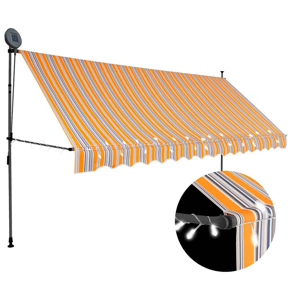 vidaXL Einziehbare Markise Handbetrieben mit LED 350 cm Gelb und Blau