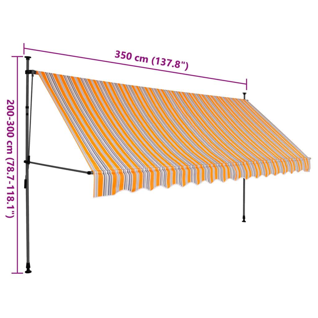 vidaXL Einziehbare Markise Handbetrieben mit LED 350 cm Gelb und Blau