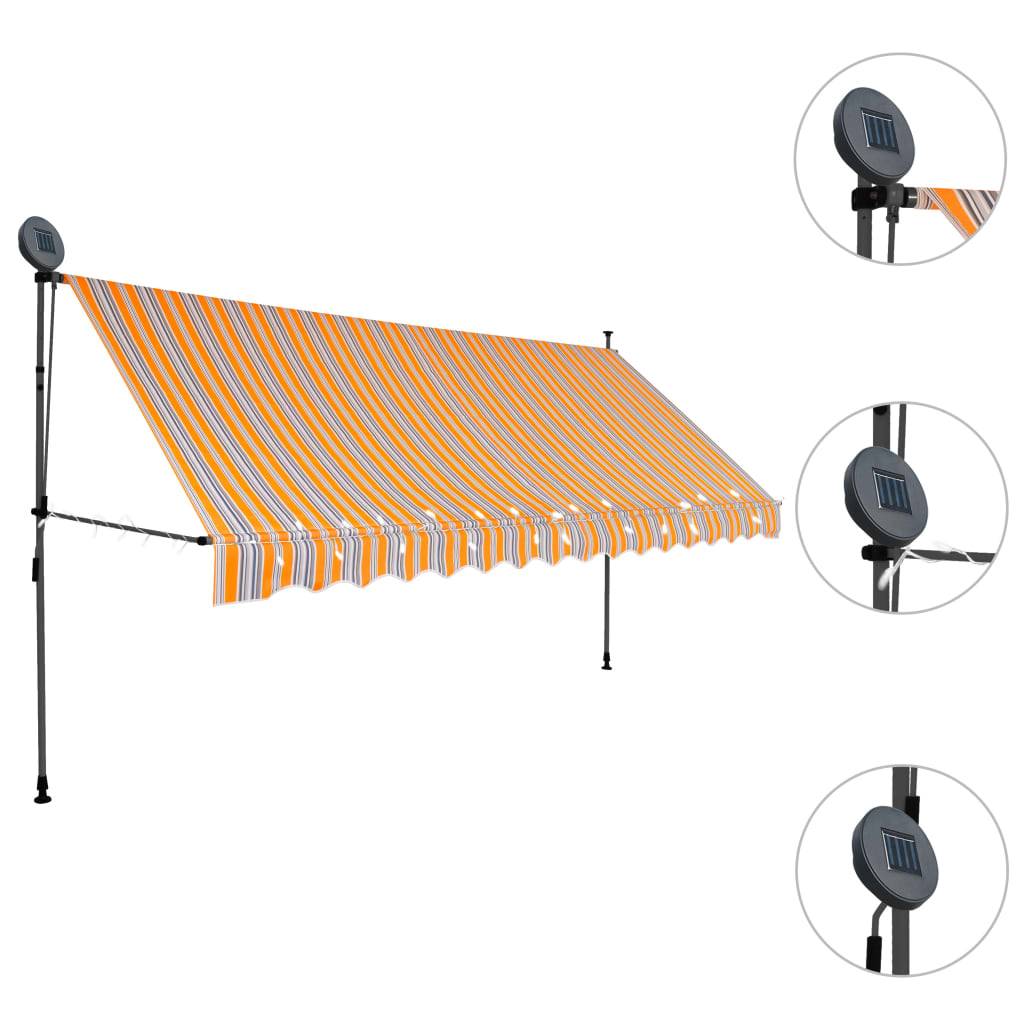 vidaXL Einziehbare Markise Handbetrieben mit LED 400 cm Gelb und Blau