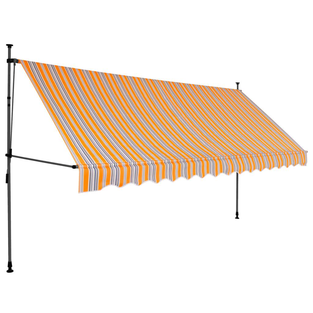 vidaXL Einziehbare Markise Handbetrieben mit LED 400 cm Gelb und Blau
