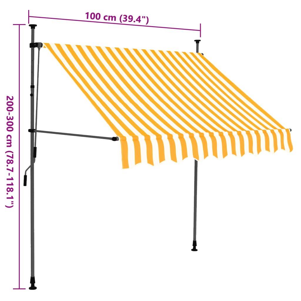 vidaXL Einziehbare Markise Handbetrieben mit LED 100 cm Weiß Orange