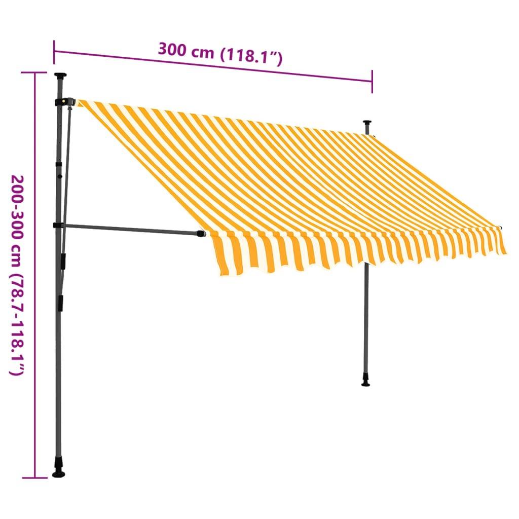 vidaXL Einziehbare Markise Handbetrieben mit LED 300 cm Weiß Orange