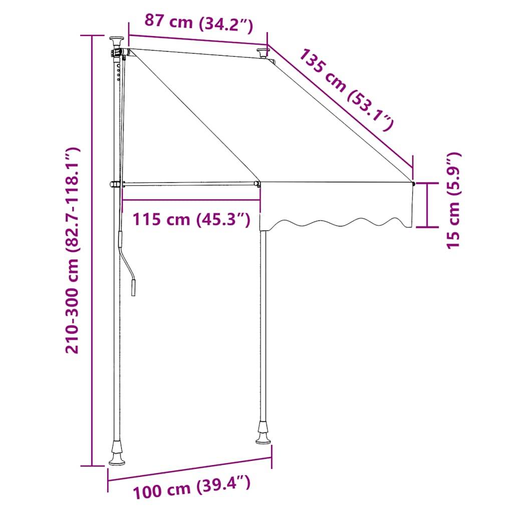 vidaXL Einziehbare Markise Handbetrieben mit LED 100 cm Anthrazit