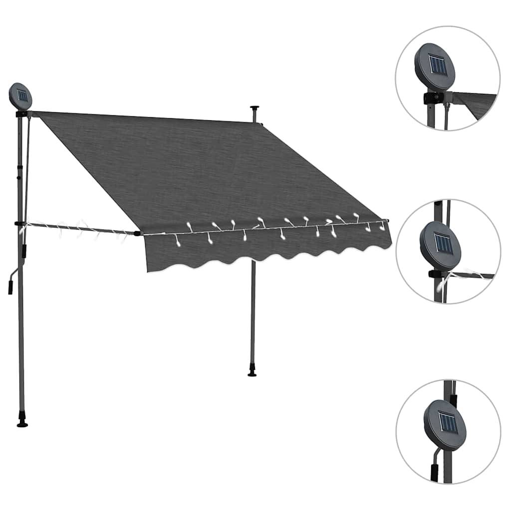 vidaXL Einziehbare Markise Handbetrieben mit LED 150 cm Anthrazit