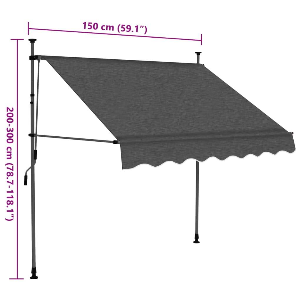vidaXL Einziehbare Markise Handbetrieben mit LED 150 cm Anthrazit