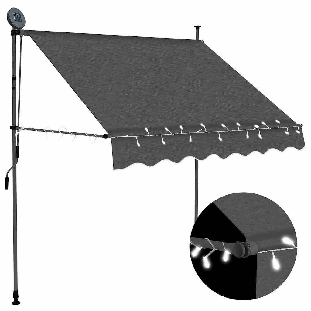 vidaXL Einziehbare Markise Handbetrieben mit LED 200 cm Anthrazit