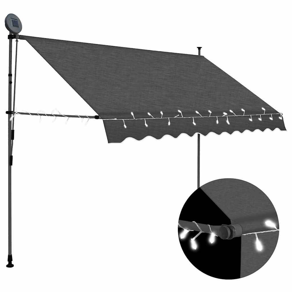 vidaXL Einziehbare Markise Handbetrieben mit LED 250 cm Anthrazit