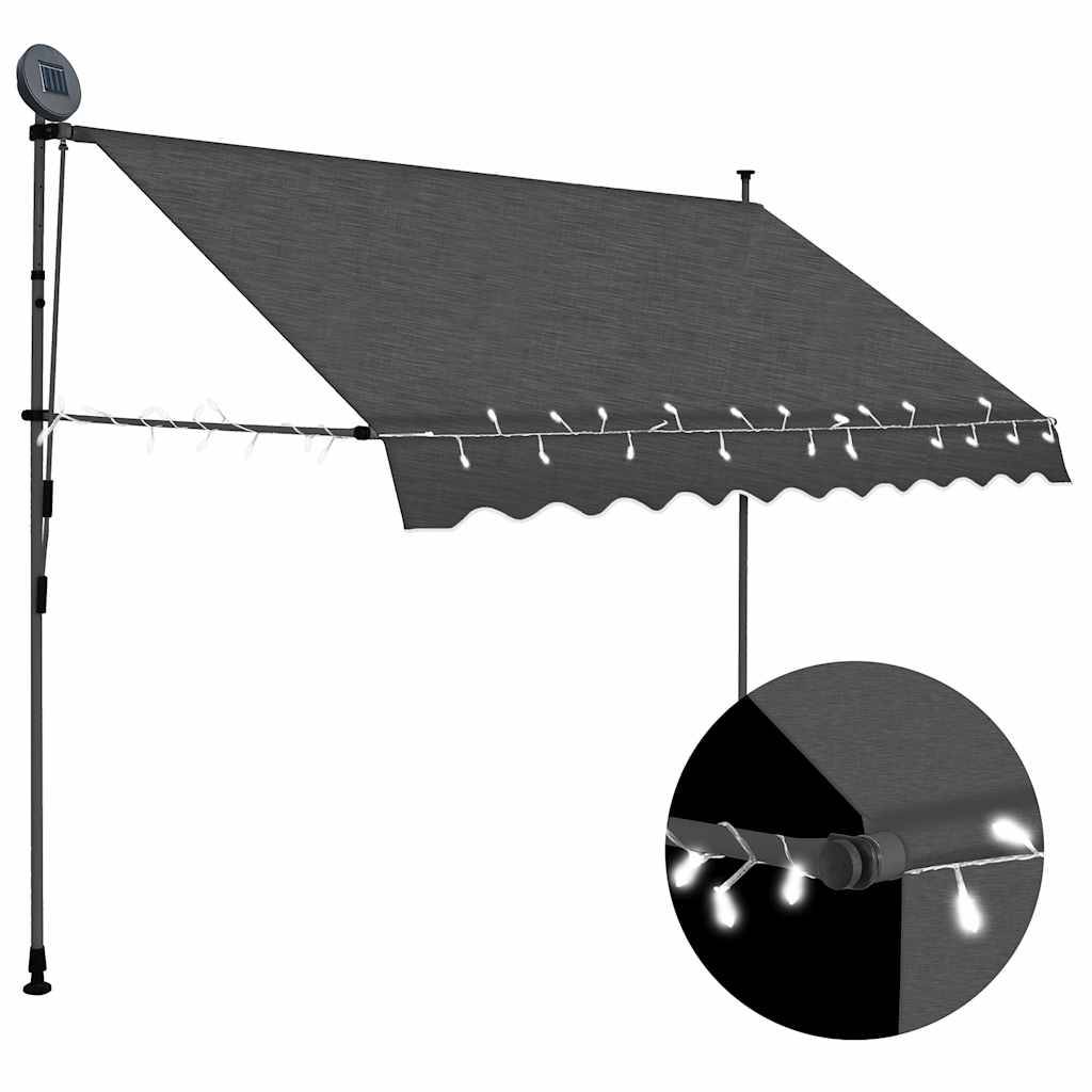 vidaXL Einziehbare Markise Handbetrieben mit LED 300 cm Anthrazit