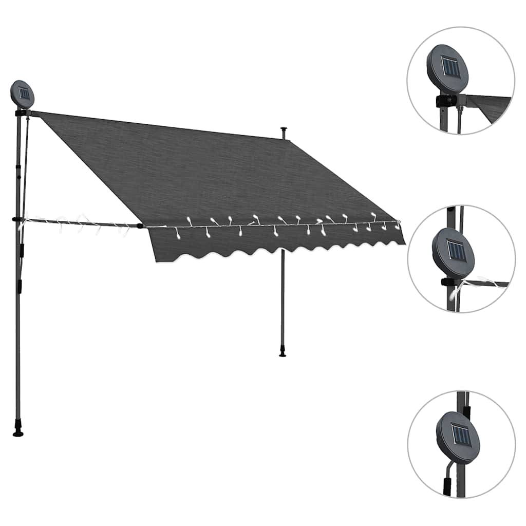 vidaXL Einziehbare Markise Handbetrieben mit LED 300 cm Anthrazit