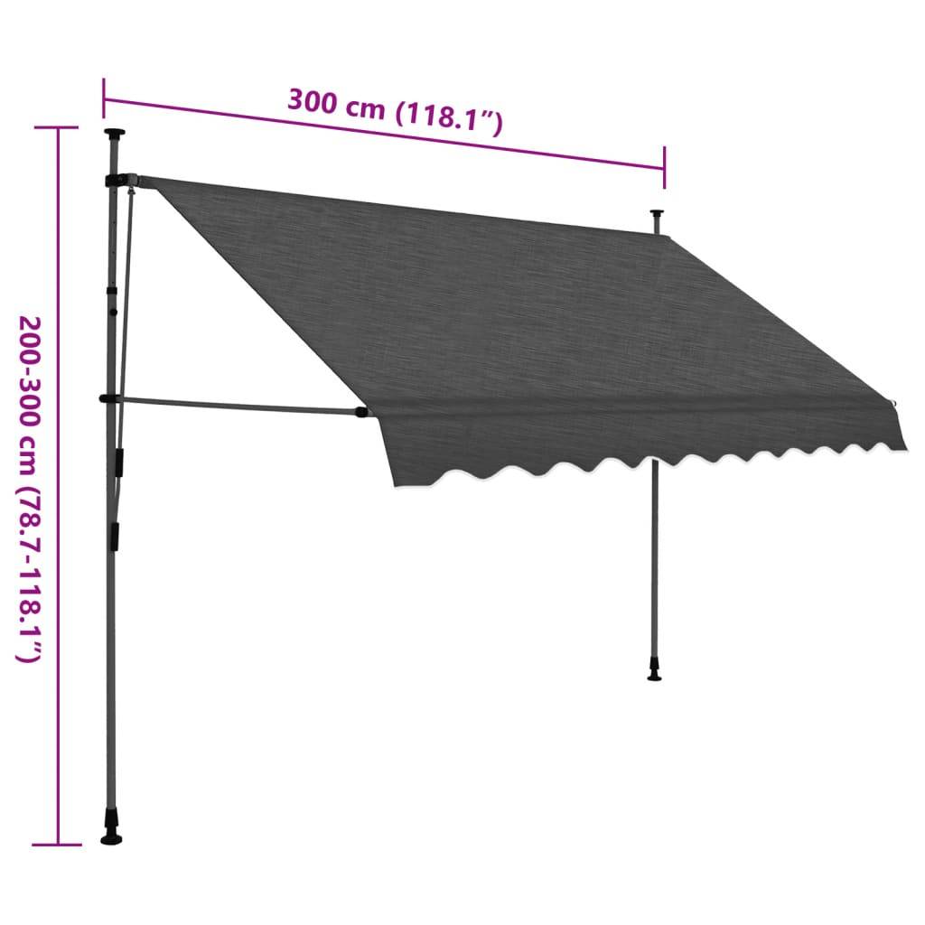 vidaXL Einziehbare Markise Handbetrieben mit LED 300 cm Anthrazit