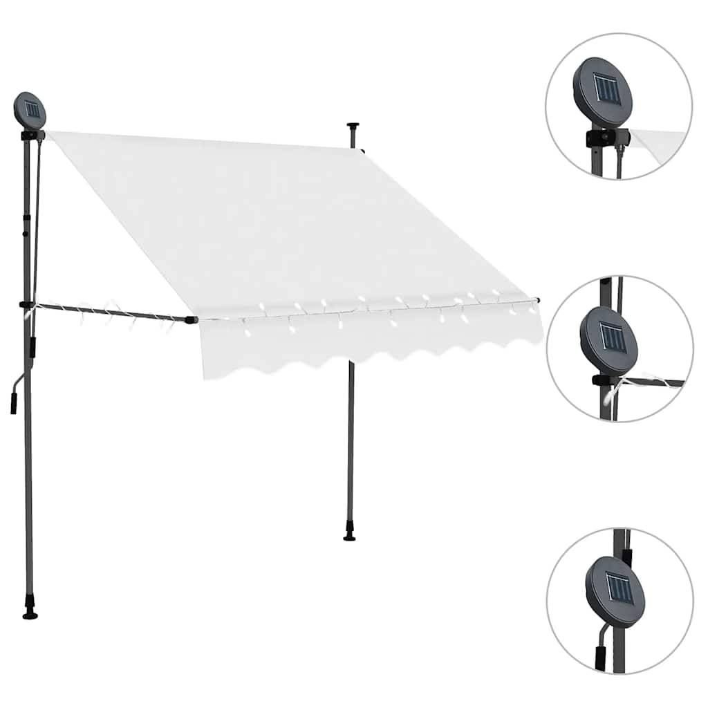 vidaXL Einziehbare Markise Handbetrieben mit LED 200 cm Creme