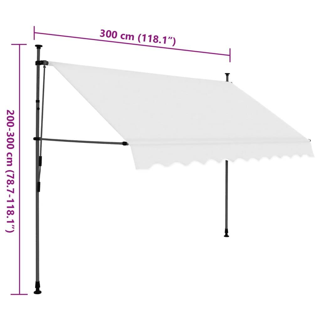 vidaXL Einziehbare Markise Handbetrieben mit LED 300 cm Creme