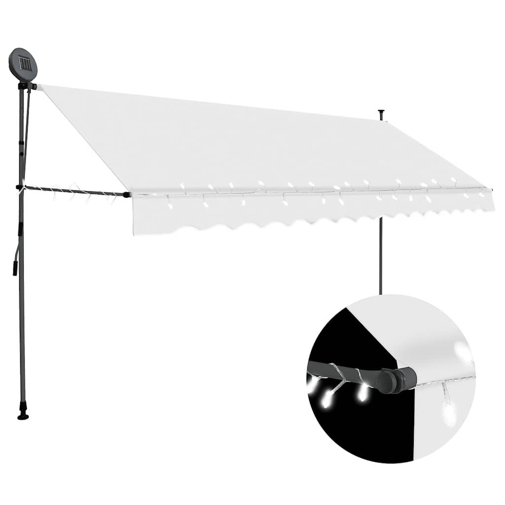 vidaXL Einziehbare Markise Handbetrieben mit LED 400 cm Creme