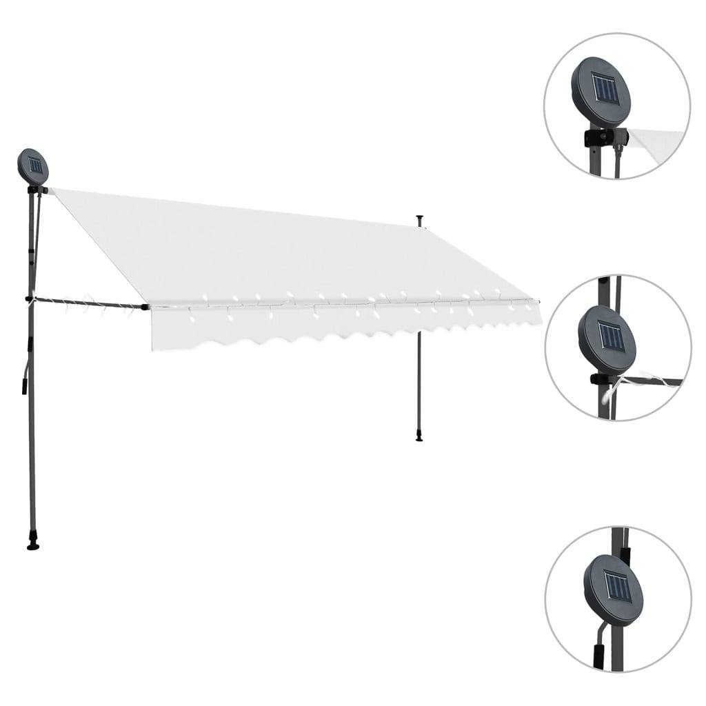 vidaXL Einziehbare Markise Handbetrieben mit LED 400 cm Creme