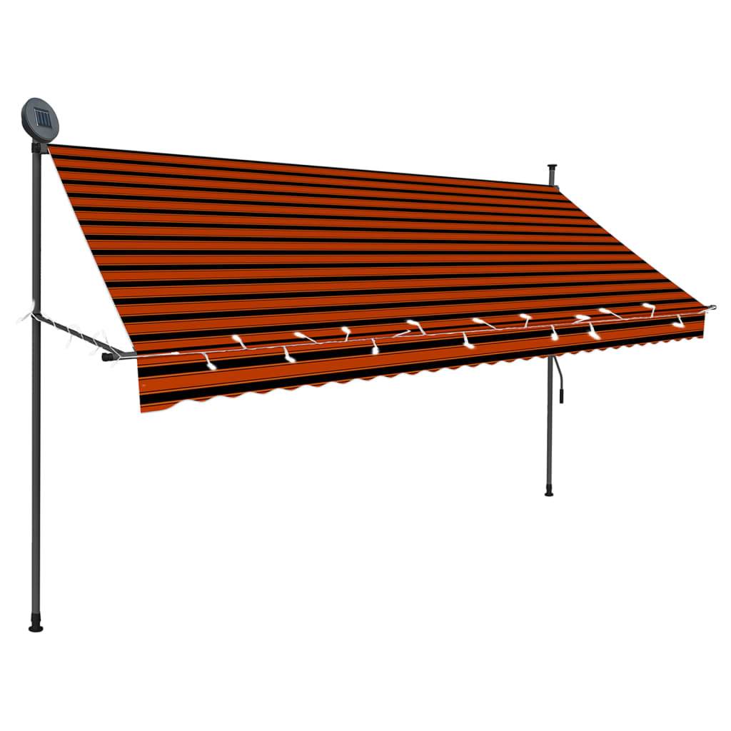vidaXL Einziehbare Markise Handbetrieben mit LED 300 cm Orange Braun