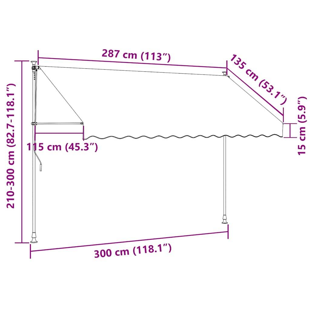 vidaXL Einziehbare Markise Handbetrieben mit LED 300 cm Orange Braun
