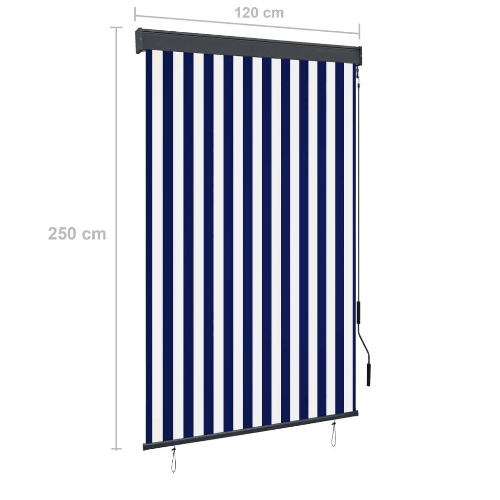 vidaXL Außenrollo 120 x 250 cm Blau und Weiß