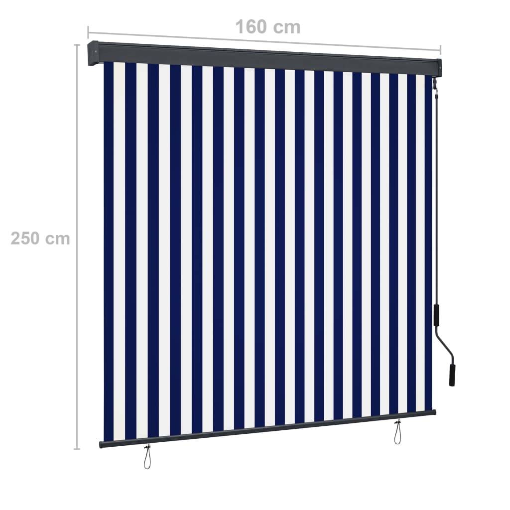 vidaXL Außenrollo 160x250 cm Blau und Weiß