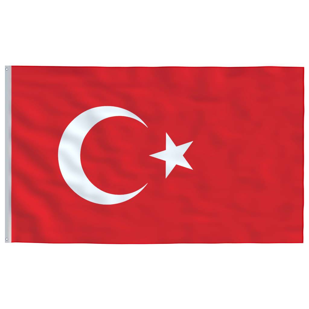 vidaXL Flagge der Türkei mit Mast 5,55 m Aluminium