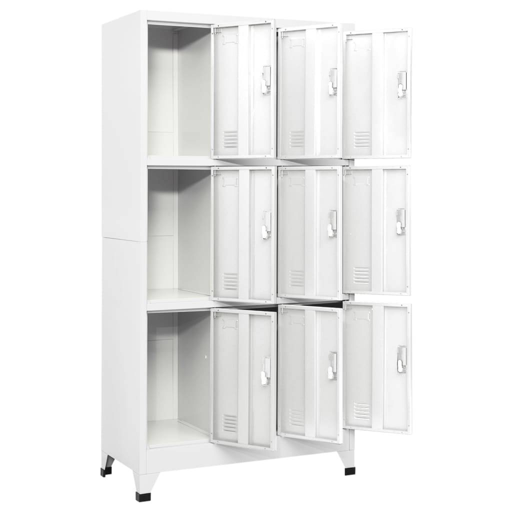 vidaXL Schließfachschrank mit 9 Fächern Stahl 90x45x180 cm Grau