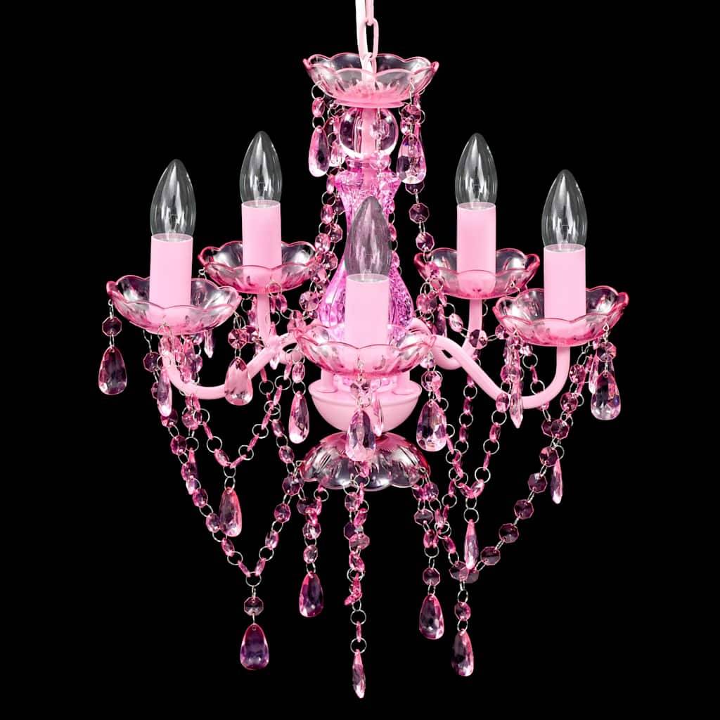 vidaXL Kronleuchter 5 Glühbirnen Rosa