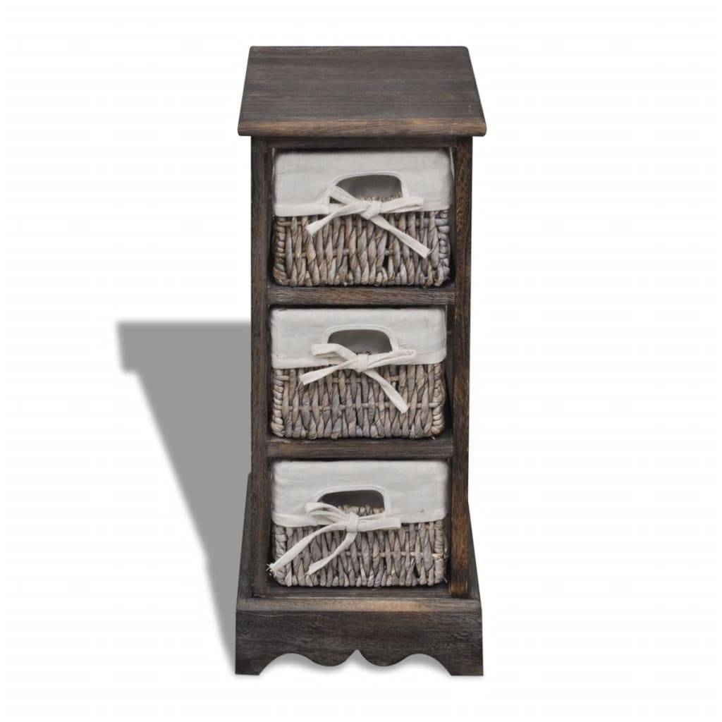 vidaXL Korbregal Holz mit 3 Körben Braun
