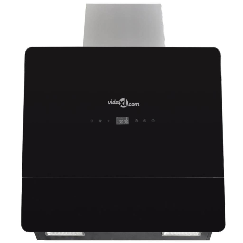 vidaXL Dunstabzugshaube Schwarz Hartglas mit Display 600 mm