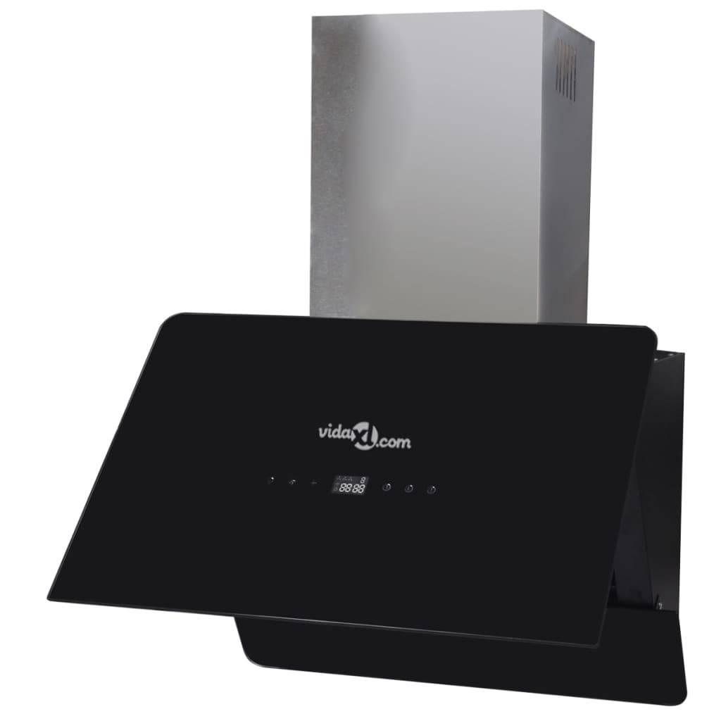 vidaXL Dunstabzugshaube Schwarz Hartglas mit Display 600 mm