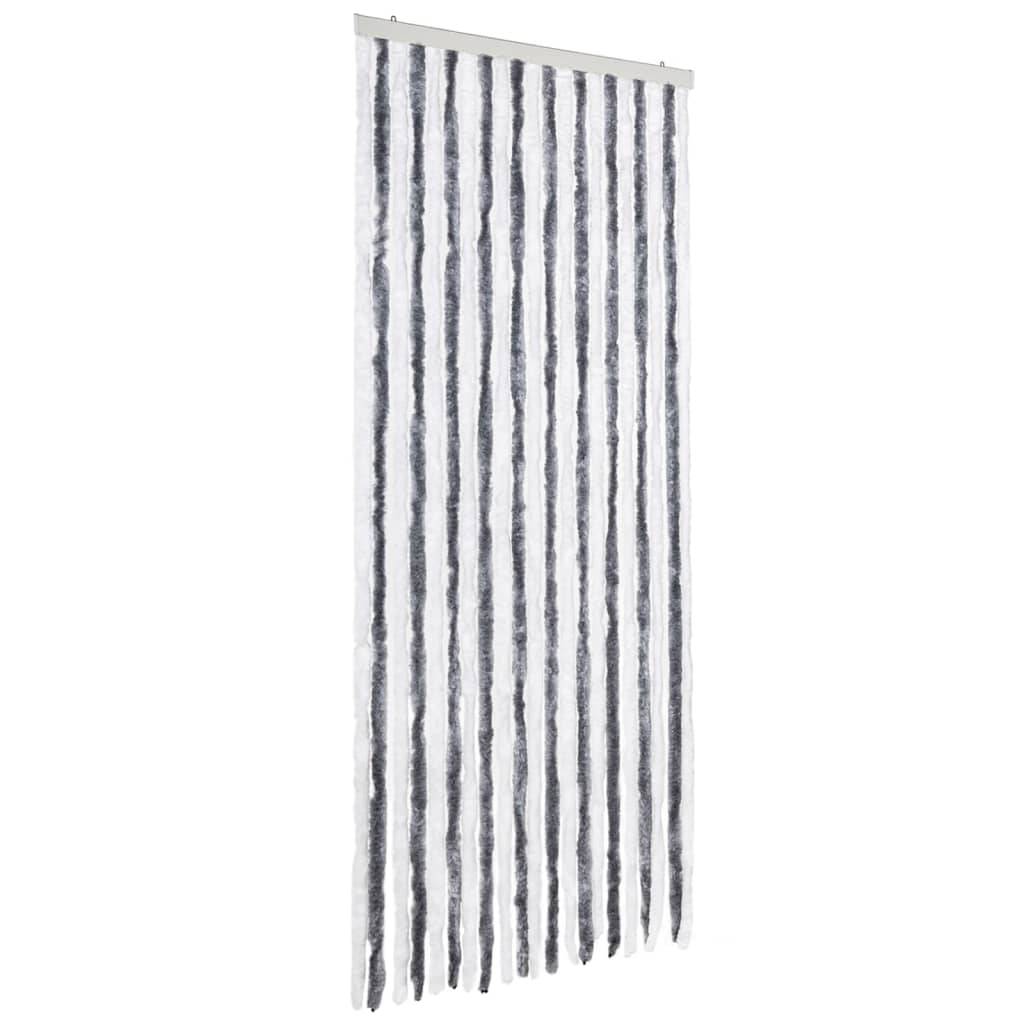 vidaXL Insektenschutz-Vorhang Grau und Weiß 90x220 cm Chenille