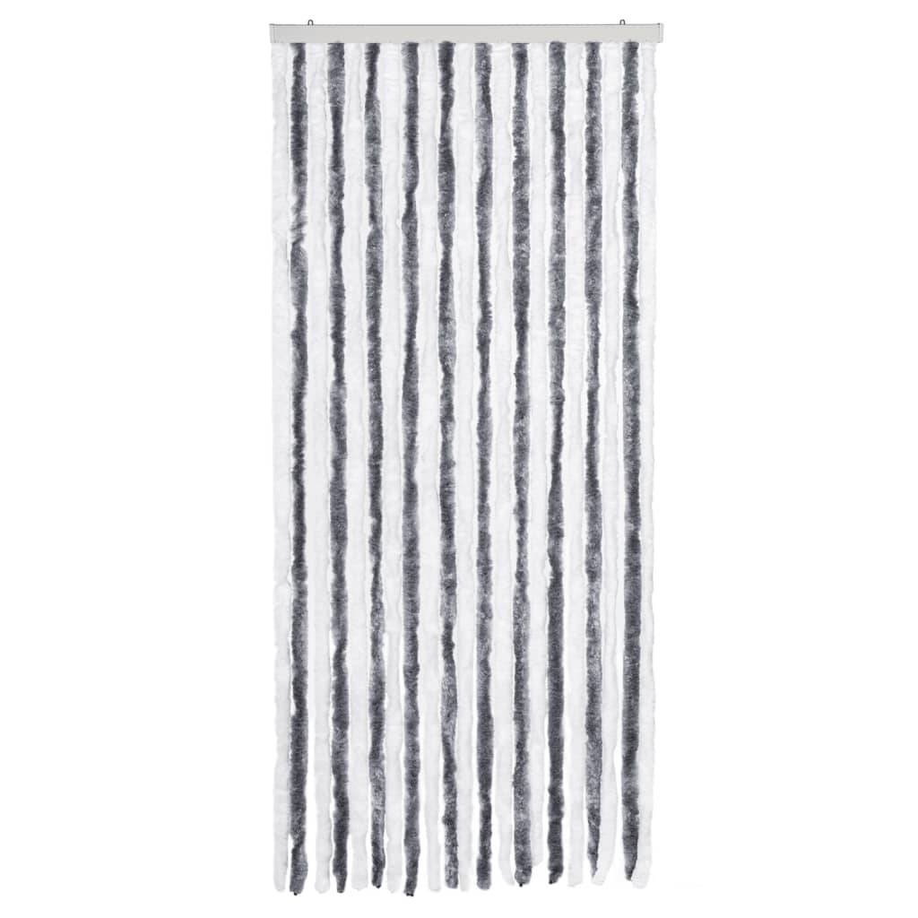 vidaXL Insektenschutz-Vorhang Grau und Weiß 90x220 cm Chenille