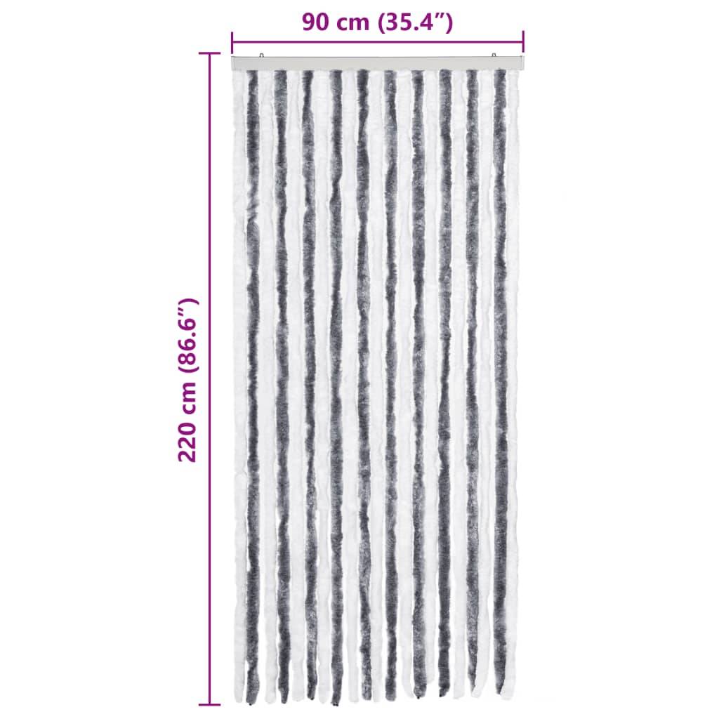 vidaXL Insektenschutz-Vorhang Grau und Weiß 90x220 cm Chenille