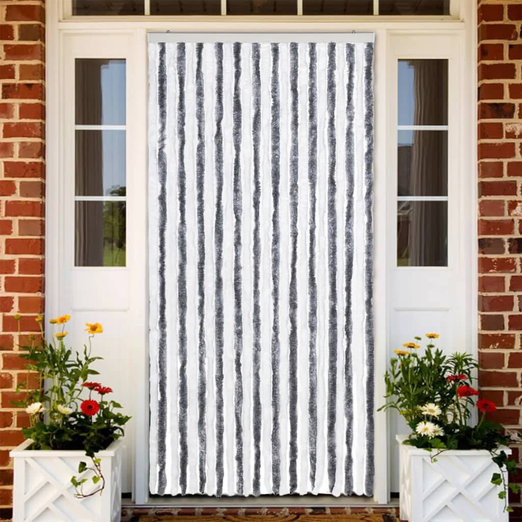 vidaXL Insektenschutz-Vorhang Grau und Weiß 100x220 cm Chenille