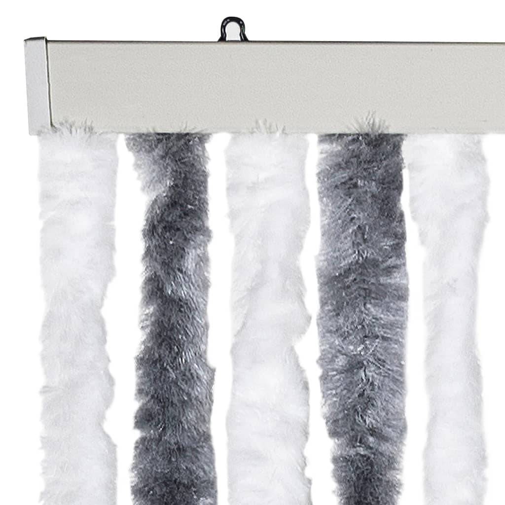 vidaXL Insektenschutz-Vorhang Grau und Weiß 56x185 cm Chenille