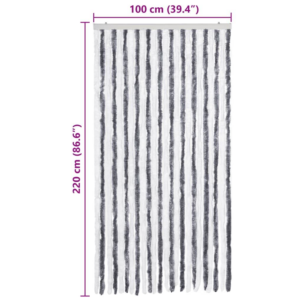 vidaXL Insektenschutz-Vorhang Grau und Weiß 100x220 cm Chenille