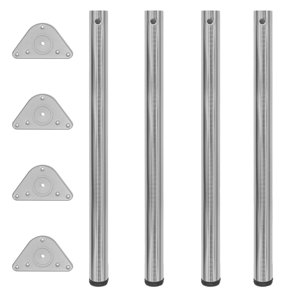 4 höhenverstellbare Tischbeine Nickel gebürstet 870 mm