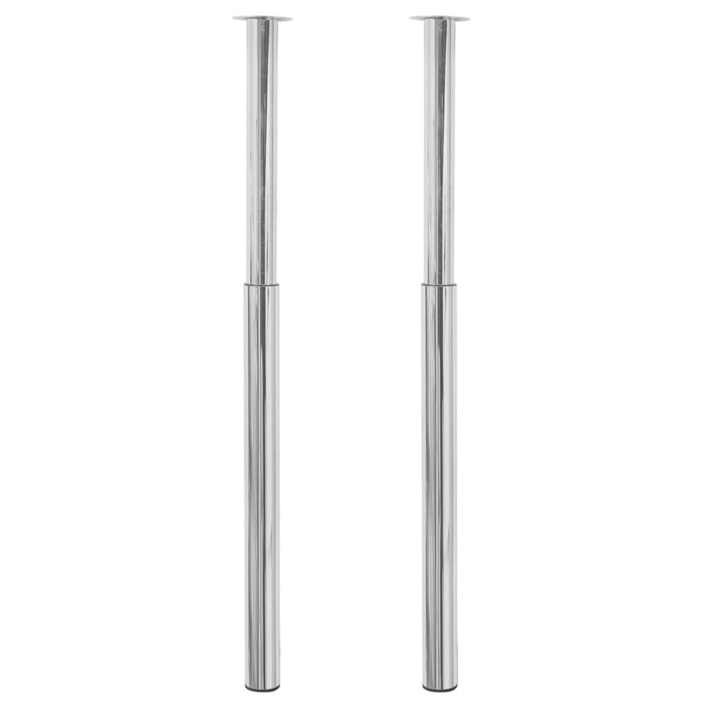 2 x Teleskopfuß Tischfuß Stützfuß Tischbein Chrom 710 mm-1100 mm