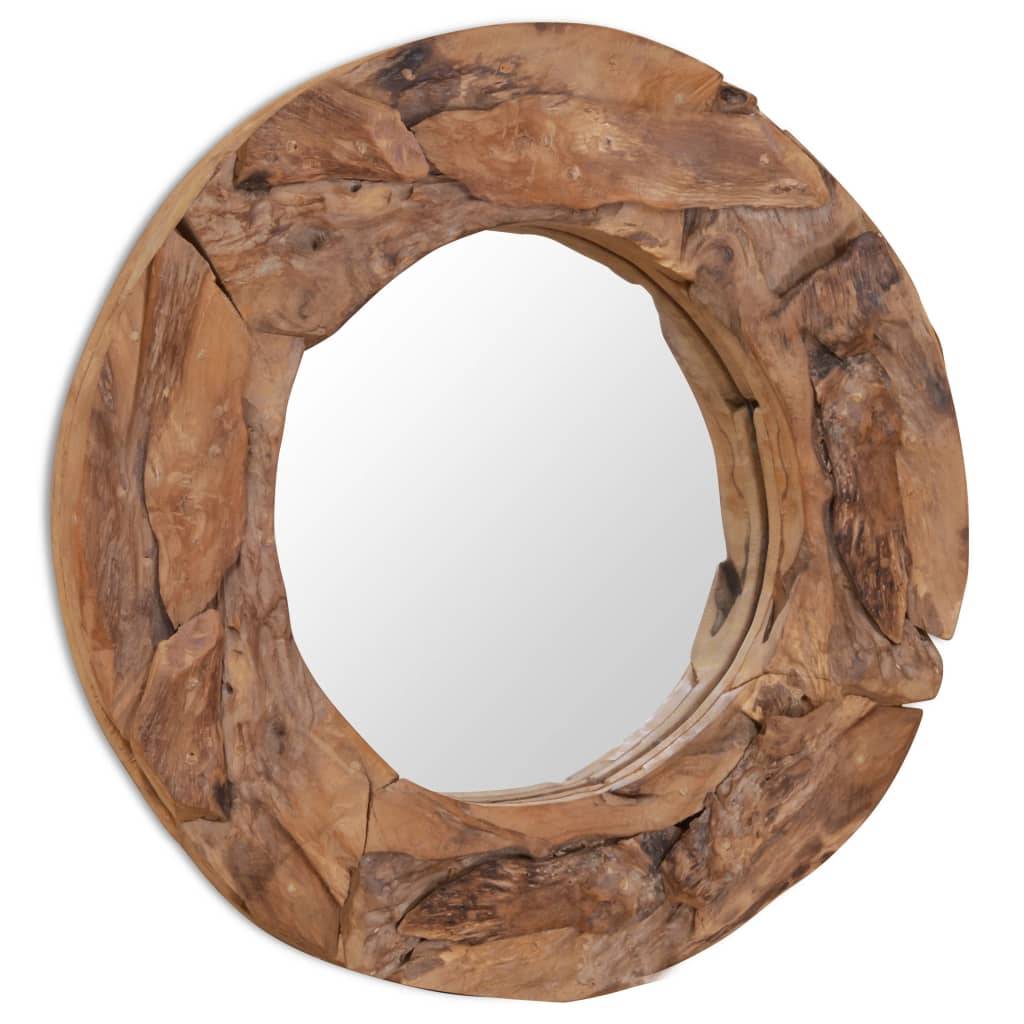 vidaXL Dekorativer Spiegel Teak 60 cm Rund