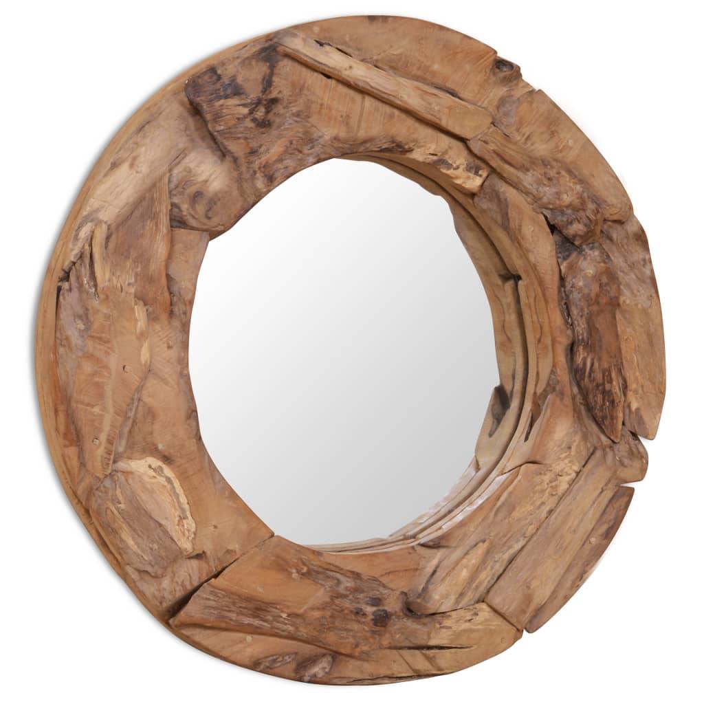 vidaXL Dekorativer Spiegel Teak 60 cm Rund