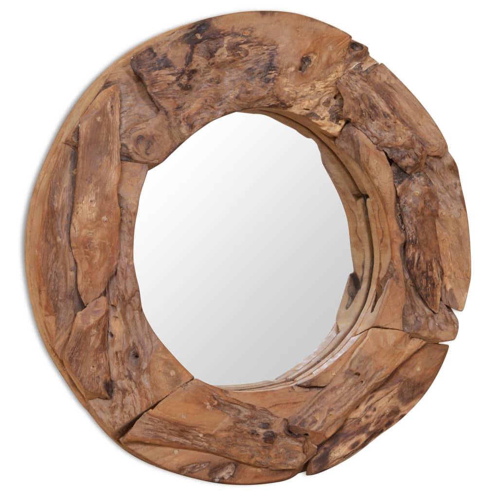 vidaXL Dekorativer Spiegel Teak 60 cm Rund
