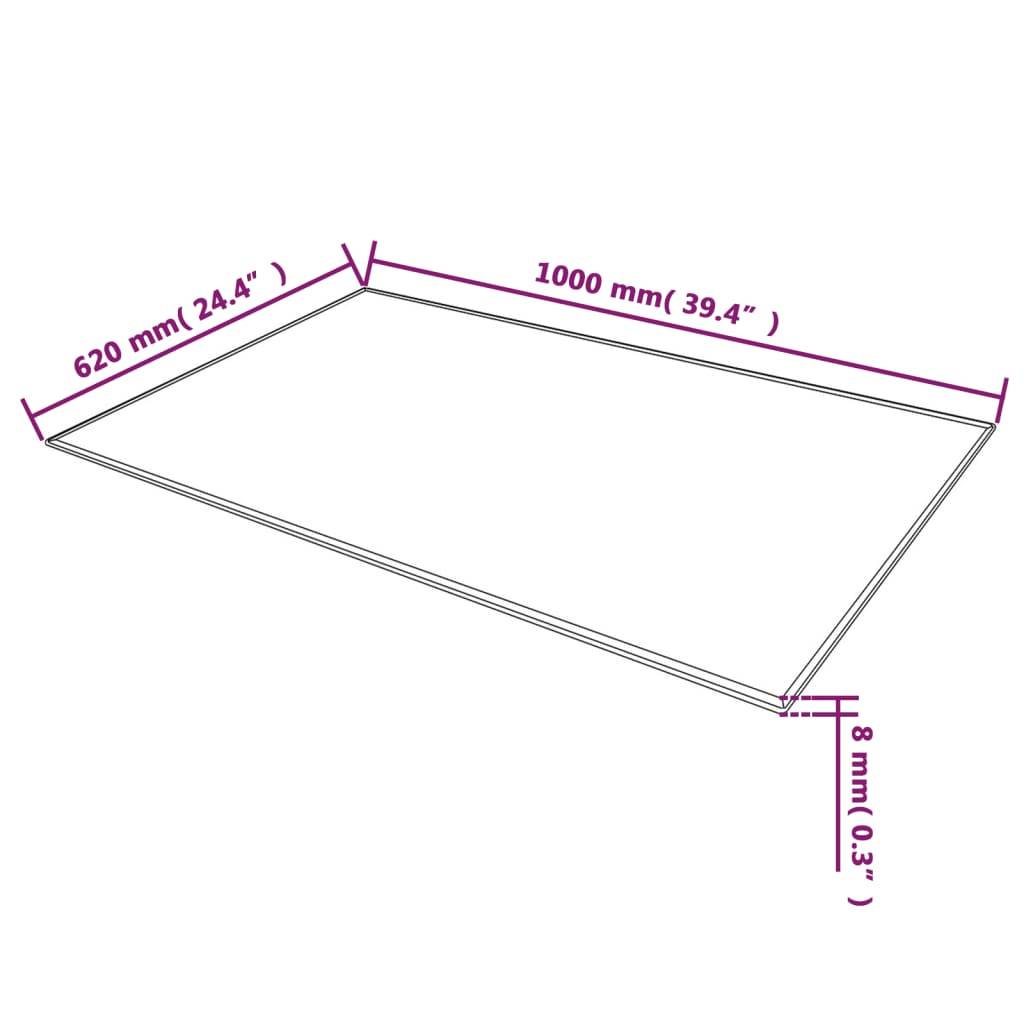 vidaXL Tischplatte aus gehärtetem Glas Rechteckig 1000 x 620 mm