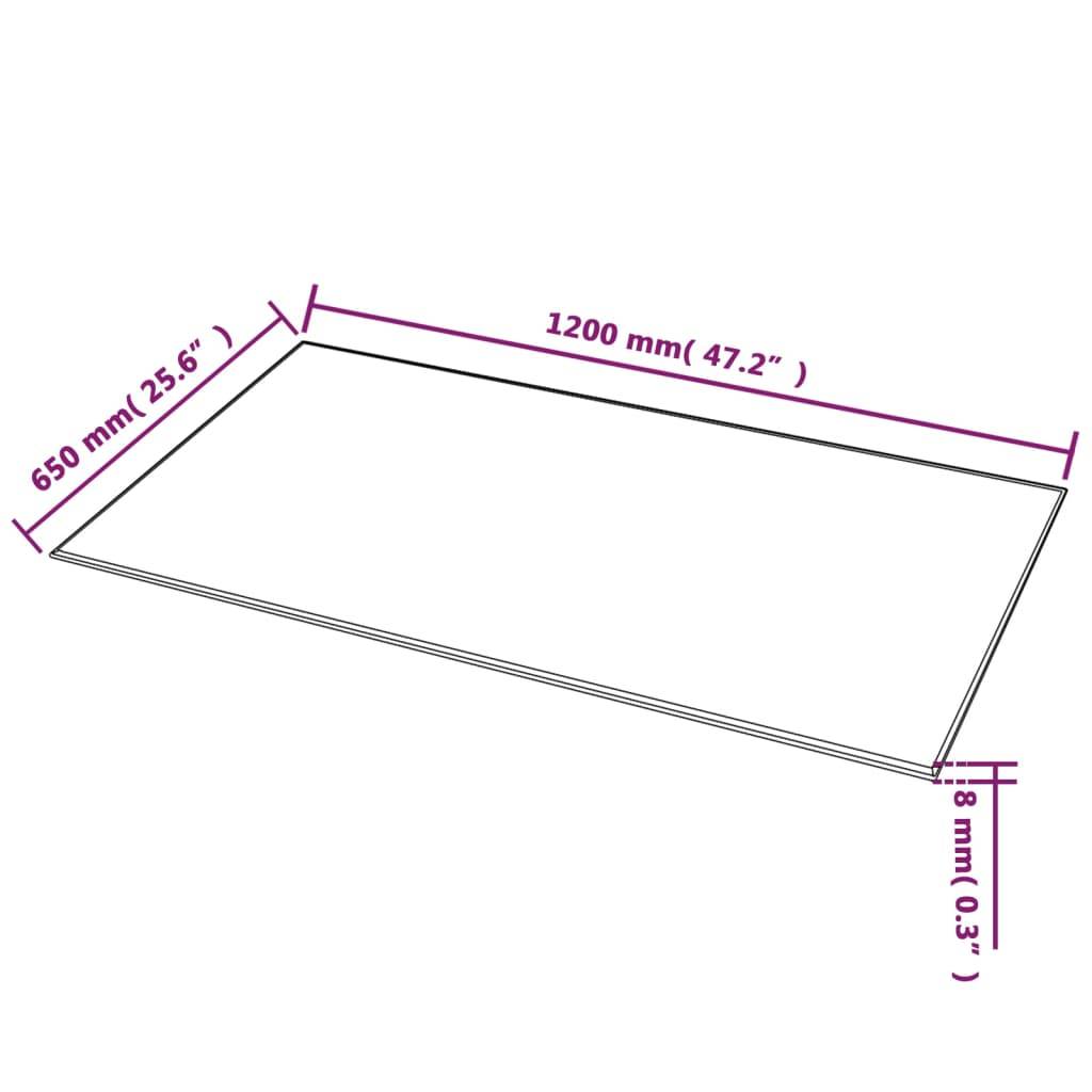 vidaXL Tischplatte aus gehärtetem Glas Rechteckig 1200 x 650 mm