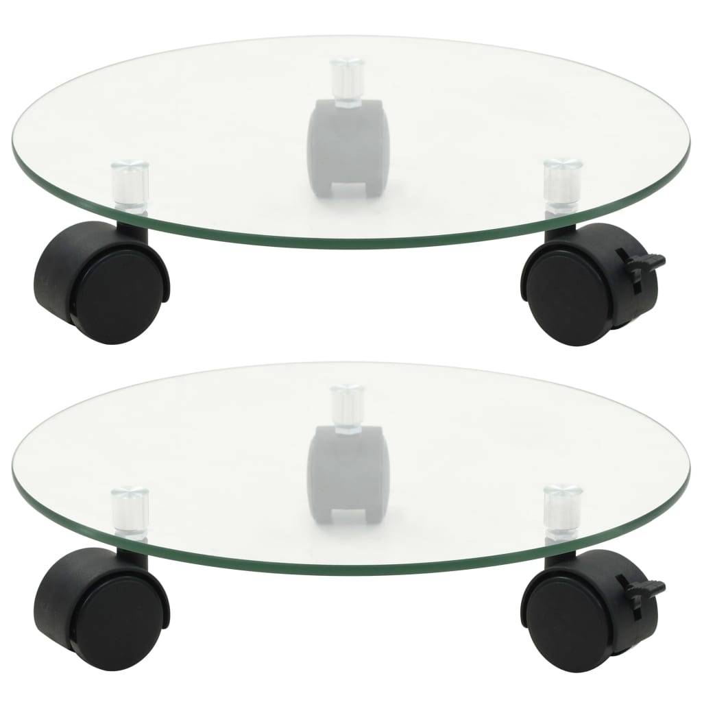 vidaXL Pflanzenständer mit Rollen 2 Stück Hartglas 28 cm Rund