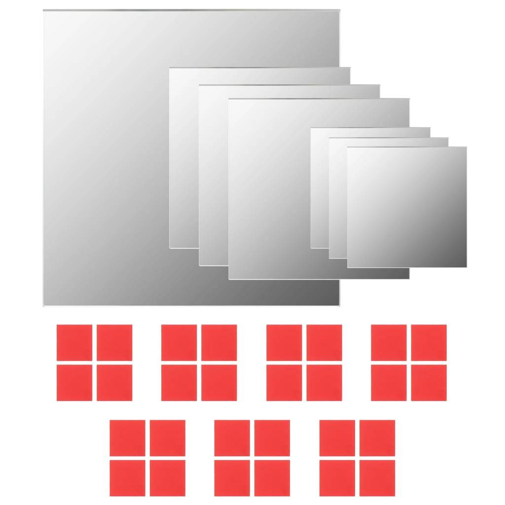 vidaXL 7-teiliges Wandspiegelset Quadratisch Glas